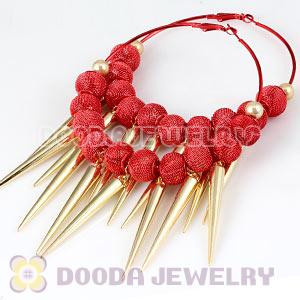 80mm Red Basketball Wives Spike Hoop Earrings Wholesale