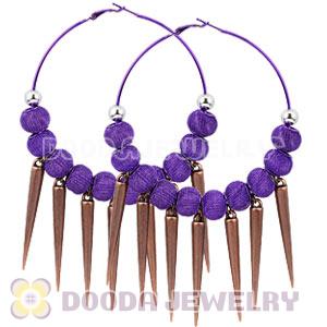 80mm Purple Basketball Wives Spike Hoop Earrings Wholesale