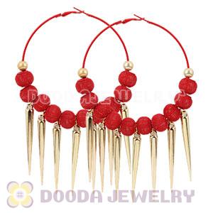 80mm Red Basketball Wives Spike Hoop Earrings Wholesale