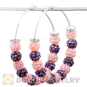 80mm Resin Crystal Basketball Wives Hoop Earrings Wholesale