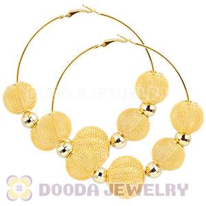 80mm Gold Basketball Wives Mesh Hoop Earrings Wholesale