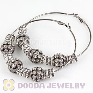 80mm Basketball Wives Hoop Earrings With Crystal Ball Beads 