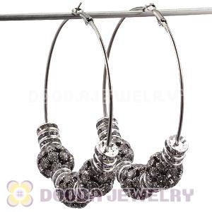 80mm Basketball Wives Hoop Earrings With Crystal Ball Beads 