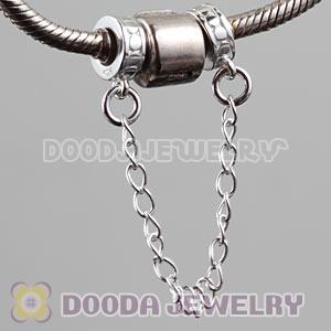 Solid Sterling Silver European Stopper Beads with Safety Chain