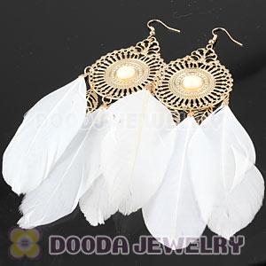 White Basketball Wives Feather Earrings Wholesale