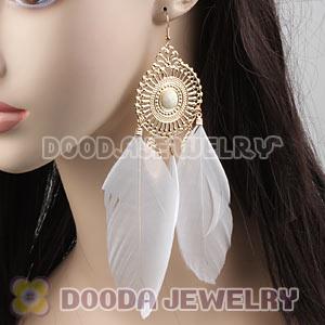 White Basketball Wives Feather Earrings Wholesale