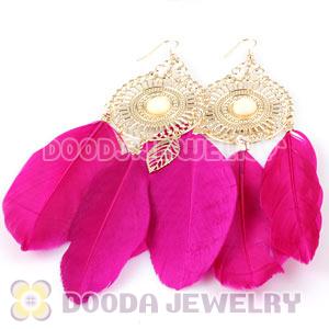 Magenta Basketball Wives Feather Earrings Wholesale