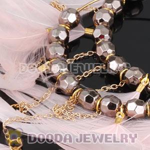 Pink Basketball Wives Feather Hoop Earrings With Beads Wholesale