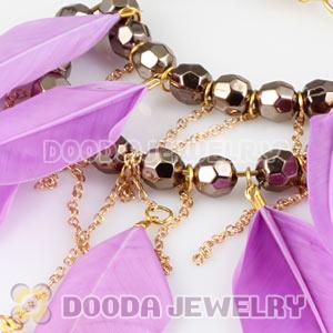 Peach Basketball Wives Feather Hoop Earrings With Beads Wholesale