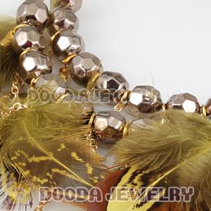 Orange Basketball Wives Feather Hoop Earrings With Beads Wholesale