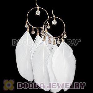 White Basketball Wives Feather Hoop Earrings Wholesale