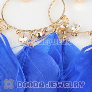 Blue Basketball Wives Feather Hoop Earrings Wholesale