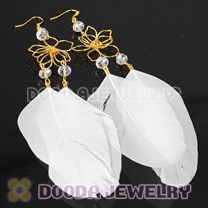 White Basketball Wives Feather Earrings Wholesale