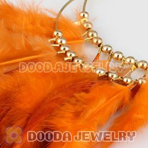 Orange Basketball Wives Feather Hoop Earrings Wholesale