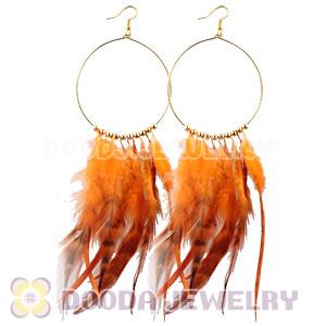 Orange Basketball Wives Feather Hoop Earrings Wholesale