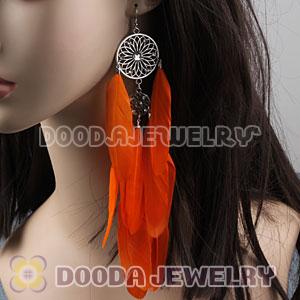 Orange Basketball Wives Feather Earrings Wholesale