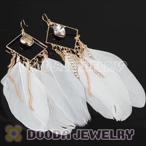 White Basketball Wives Feather Earrings Wholesale