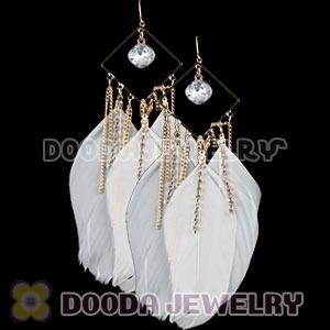 White Basketball Wives Feather Earrings Wholesale