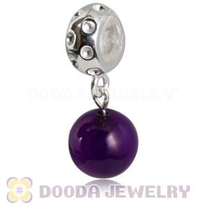 Sterling Silver European Dangle Charms Purple Agate Beads