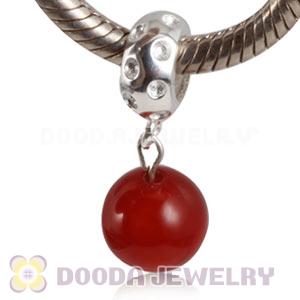 Sterling Silver European Dangle Charms Red Agate Beads