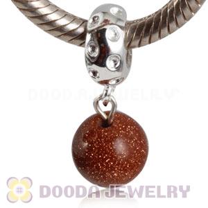 Sterling Silver European Dangle Charms Gold Stone Beads