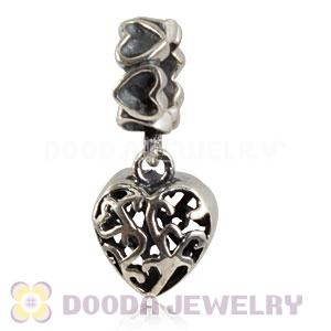 925 Sterling Silver Heart Dangle Charms Wholesale