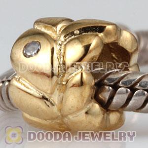 Gold Plated Charm Jewelry 925 Sterling Silver Beads with Stone