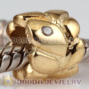Gold Plated European Style 925 Sterling Silver Beads with Stone