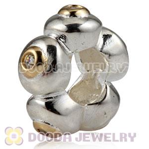 Charm Jewelry 925 Silver Beads Gold Plated annulus with Stone