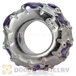 Solid Sterling Silver European Style Beads with Stone