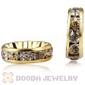12mm Gold Plated Basketball Wives Crystal Rhinestone Beads For Hoop Earrings