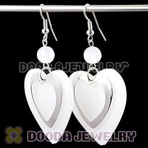 White Crystal Basketball Wives Bamboo Heart Earrings Wholesale