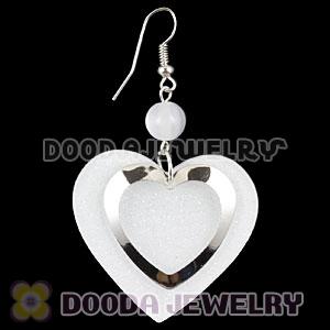 White Crystal Basketball Wives Bamboo Heart Earrings Wholesale