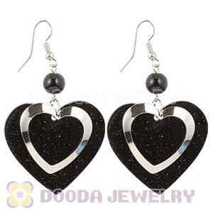 Black Crystal Basketball Wives Bamboo Heart Earrings Wholesale
