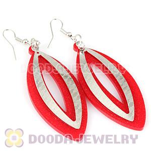 Red Crystal Basketball Wives Bamboo Hoop Earrings Wholesale
