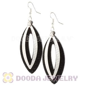 Black Crystal Basketball Wives Bamboo Hoop Earrings Wholesale