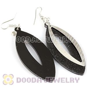 Black Crystal Basketball Wives Bamboo Hoop Earrings Wholesale