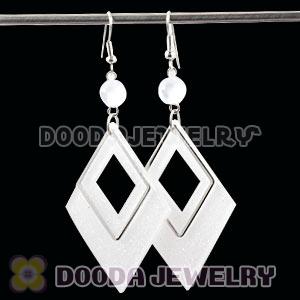 White Crystal Basketball Wives Bamboo Diamond Hoop Earrings Wholesale