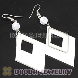 White Crystal Basketball Wives Bamboo Diamond Hoop Earrings Wholesale