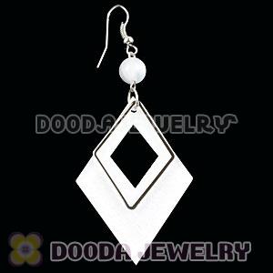 White Crystal Basketball Wives Bamboo Diamond Hoop Earrings Wholesale