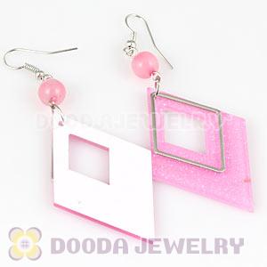 Pink Crystal Basketball Wives Bamboo Diamond Hoop Earrings Wholesale