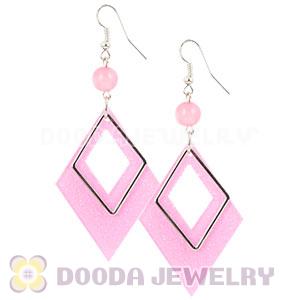 Pink Crystal Basketball Wives Bamboo Diamond Hoop Earrings Wholesale