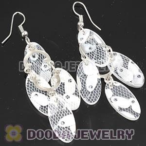 White Crystal Basketball Wives Bamboo Drop Earrings Wholesale