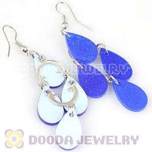 Blue Crystal Basketball Wives Bamboo Drop Earrings Wholesale