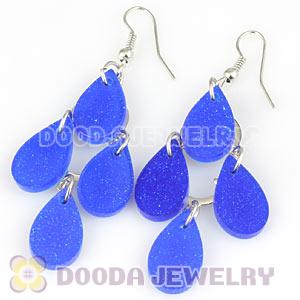 Blue Crystal Basketball Wives Bamboo Drop Earrings Wholesale