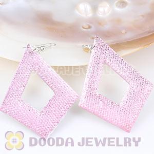 Pink Crystal Basketball Wives Diamond Bamboo Hoop Earrings Wholesale 