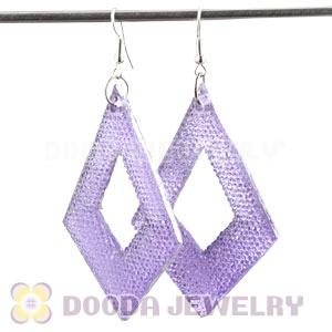Purple Crystal Basketball Wives Diamond Bamboo Hoop Earrings Wholesale 