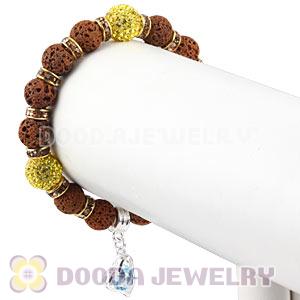 Lava Stone Beaded Basketball Wives Bracelets With Czech Crystal Beads 
