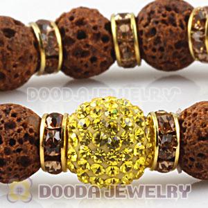 Lava Stone Beaded Basketball Wives Bracelets With Czech Crystal Beads 