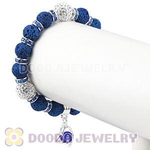 Lava Stone Beaded Basketball Wives Bracelets With Czech Crystal Beads 